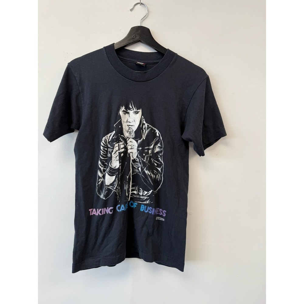 Vintage Elvis Presley Shirt Mens XS Taking Care Of‎ Business Tee 80s Music Ban